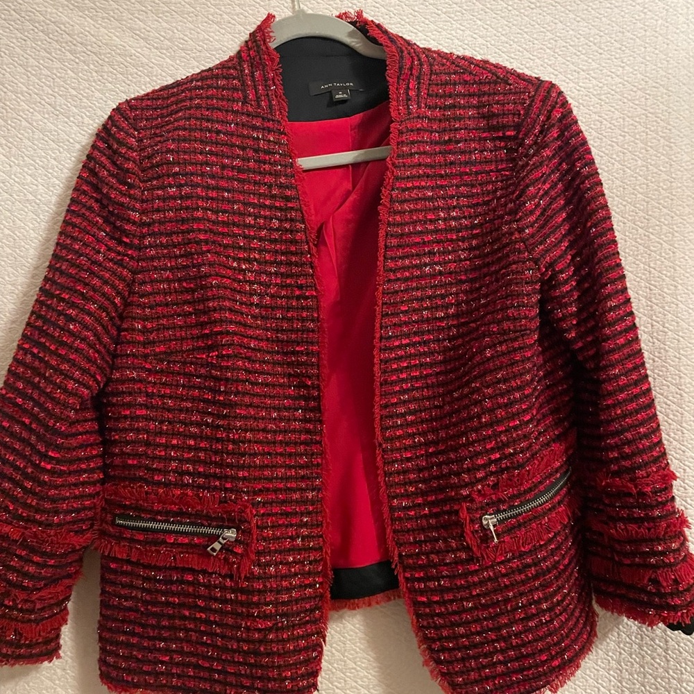 Ann Taylor Red Tweed Women's Jacket